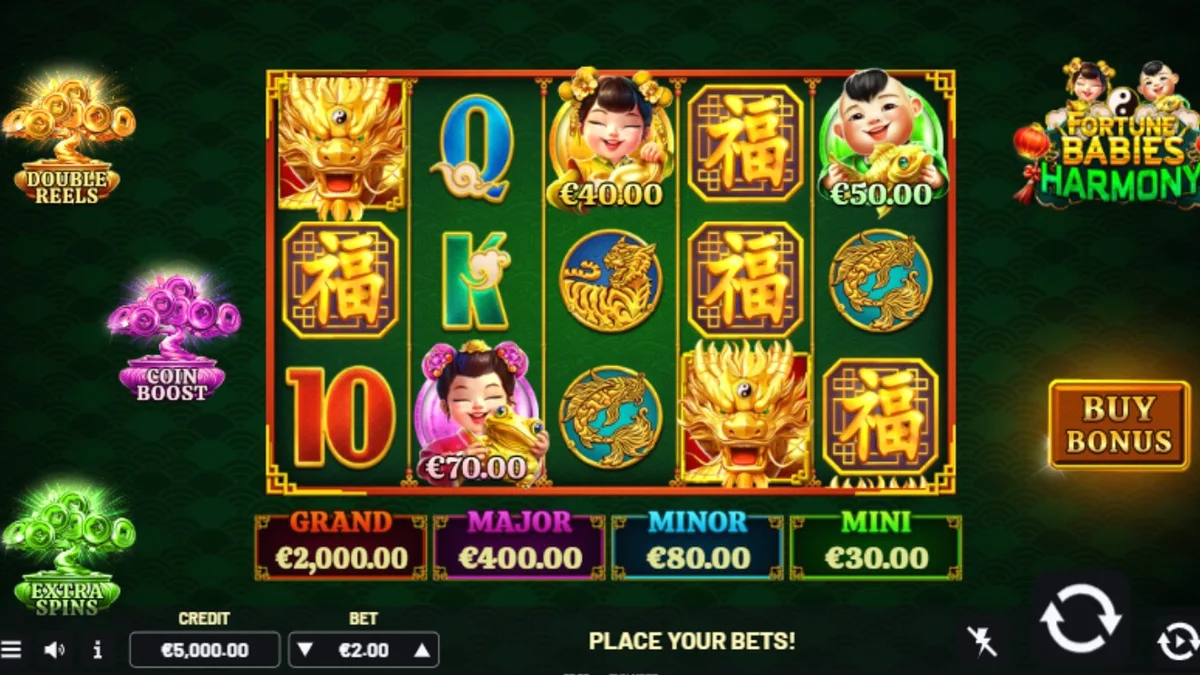 Tampilan visual ceria dari slot Fortune Babies – Harmony dengan karakter bayi keberuntungan.